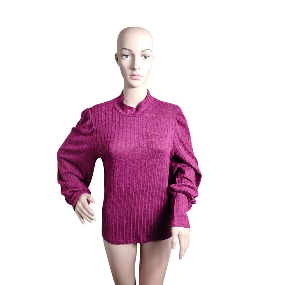 Anthropologie Eri‎ + Ali Sweater Womens Large Burgundy Cabincore Cozycore Ribbed